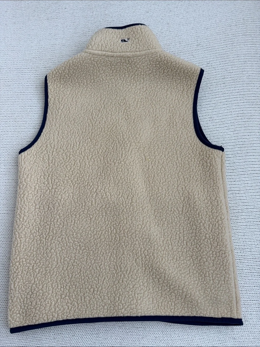 Vineyard Vines Heritage Fleece Sherpa Vest Cream/Navy Size Large